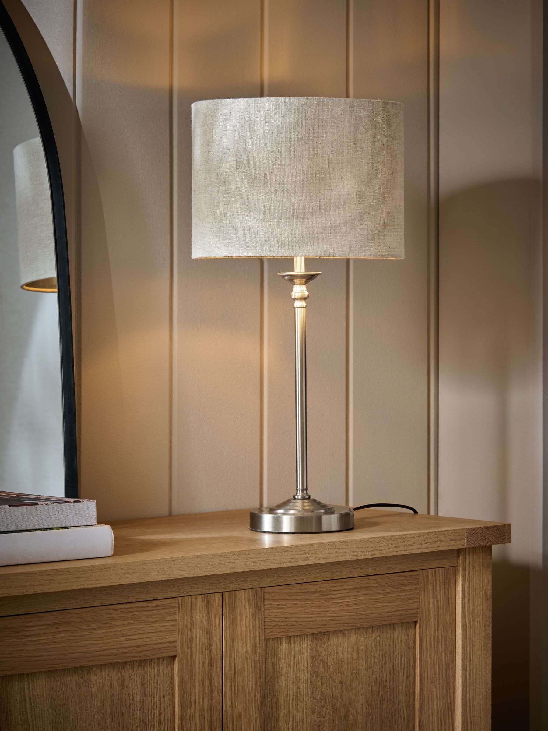 Burford brushed nickel table lamp 53cm height, UK version
