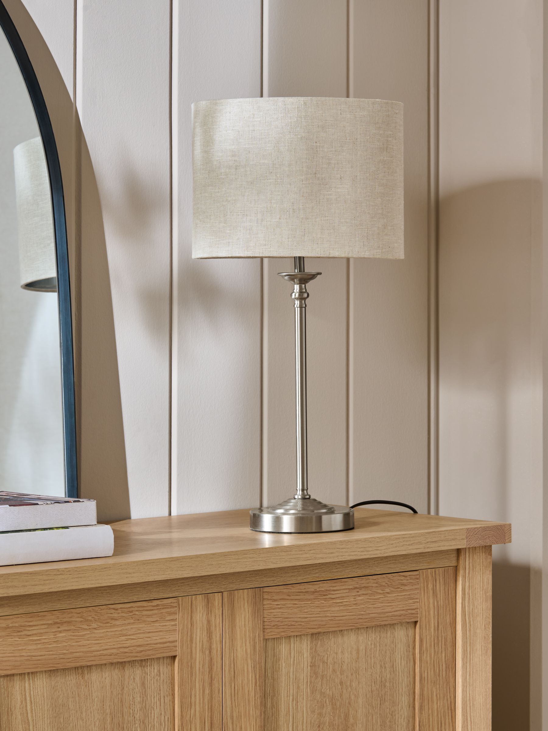 Burford brushed nickel table lamp 53cm height, UK version