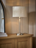 Burford brushed nickel table lamp 53cm height, UK version