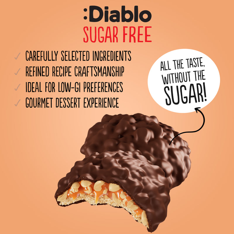 Diablo milk chocolate cookies caramel peanut 100g, imported from the UK