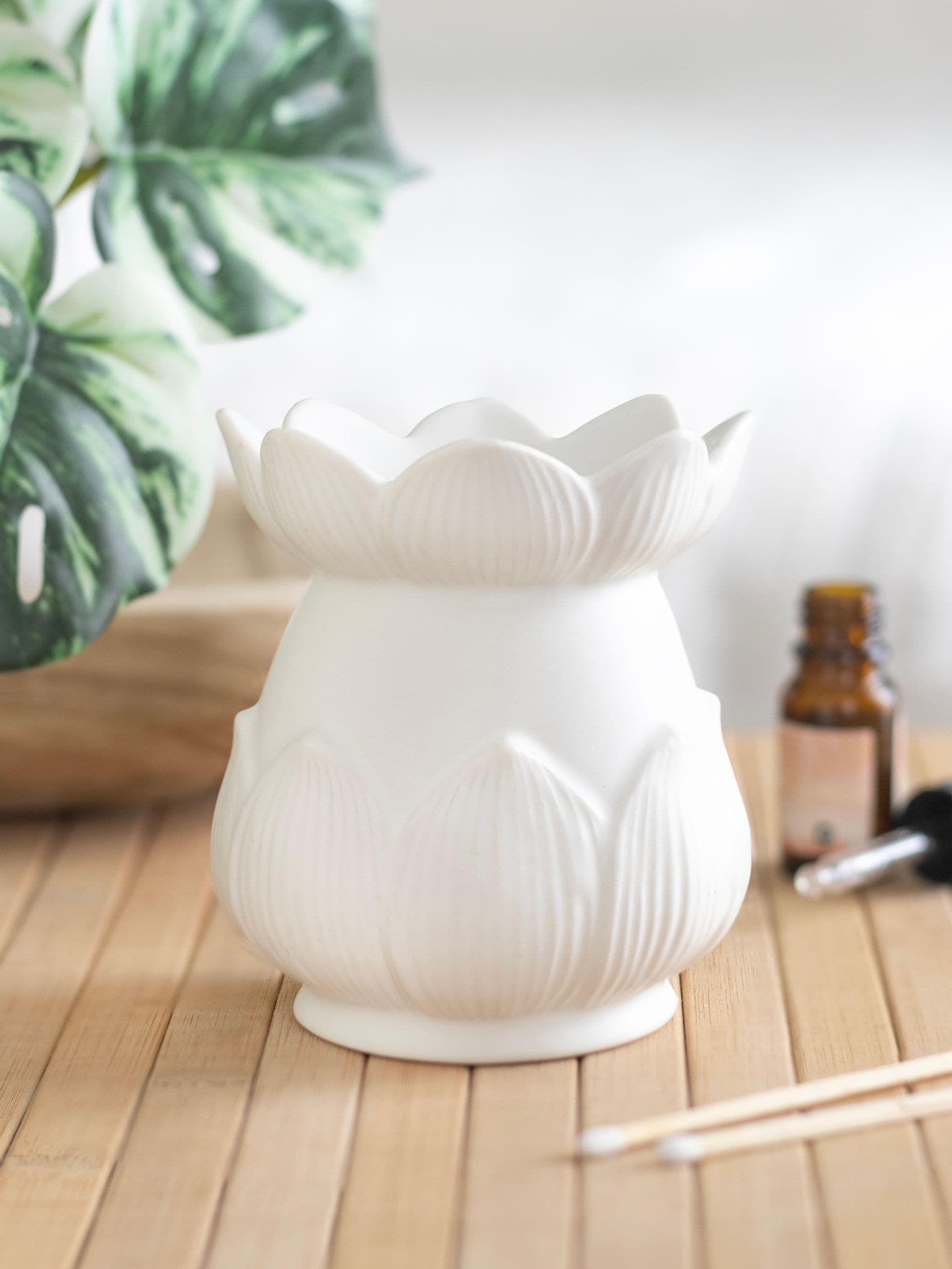Something Different white lotus oil burner, imported from the UK