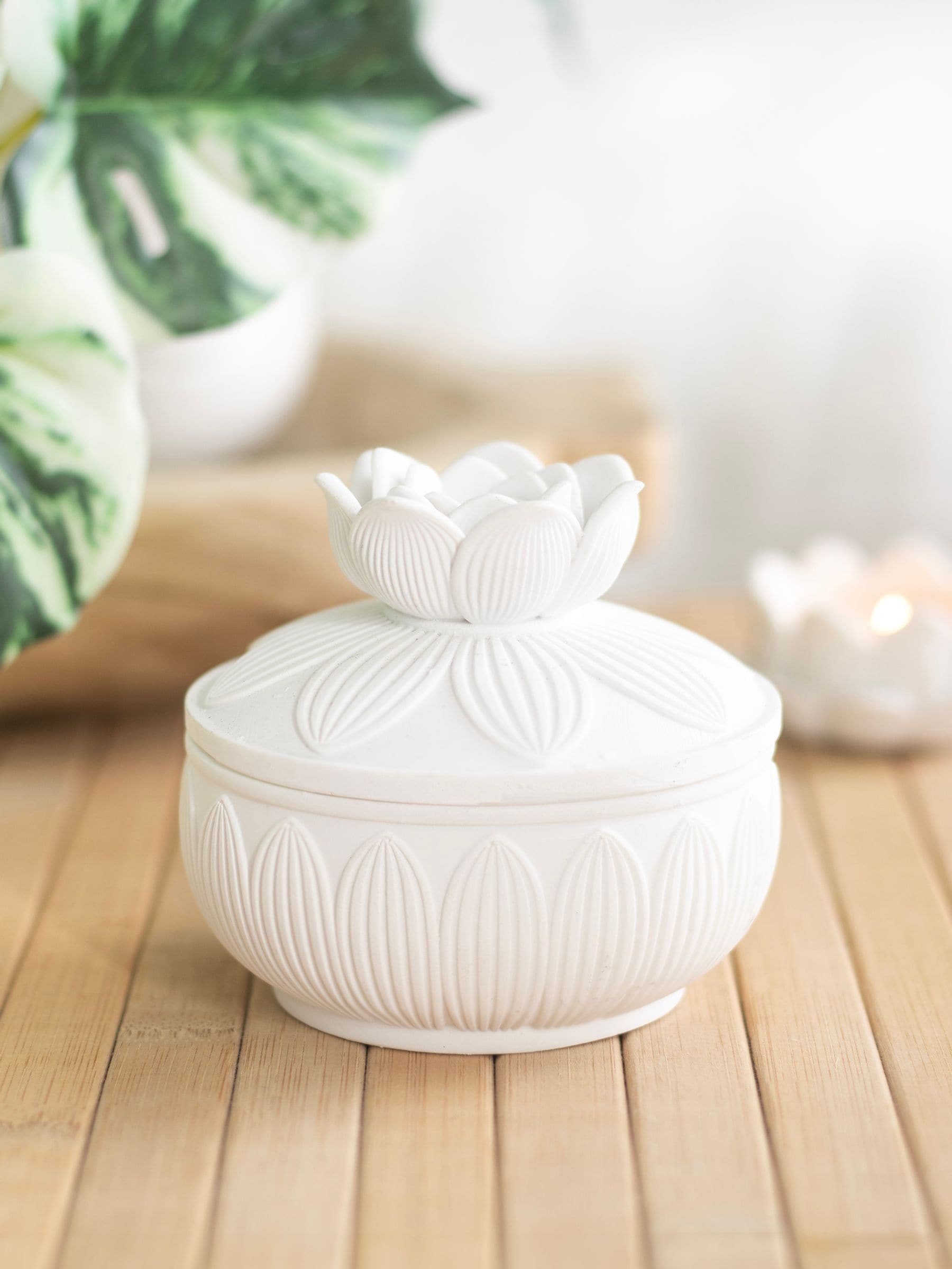 Something Different white lotus ceramic trinket box (British brand)