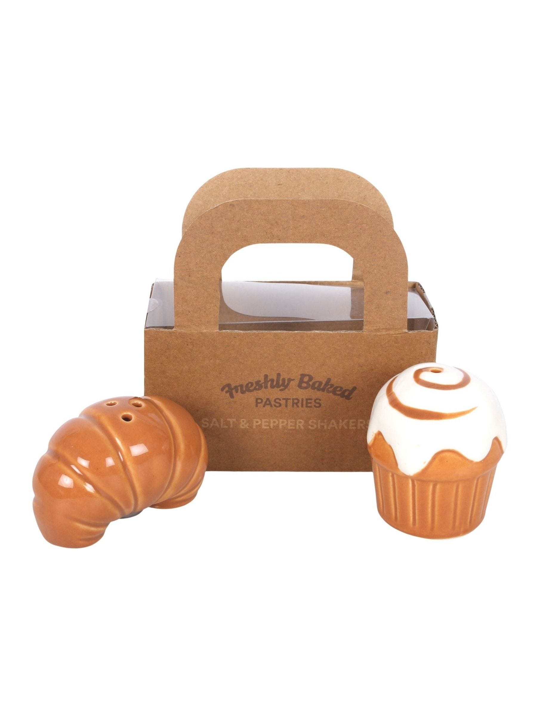 Something Different brown pastry salt and pepper shakers ceramic (British brand)