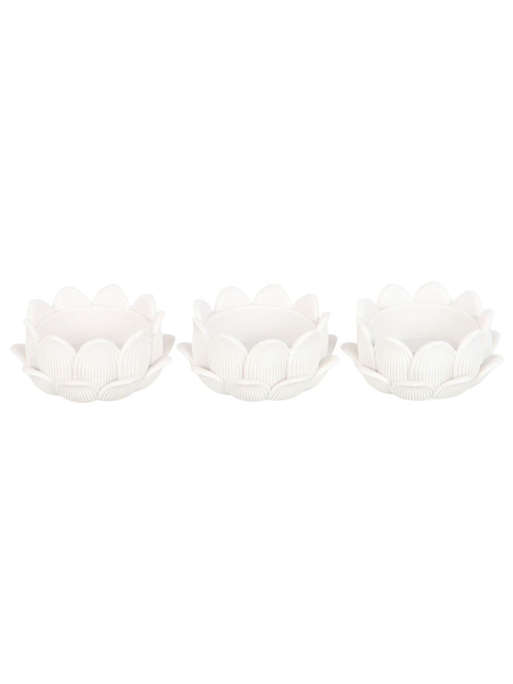 Something Different white lotus tealight holders set of 3, UK version