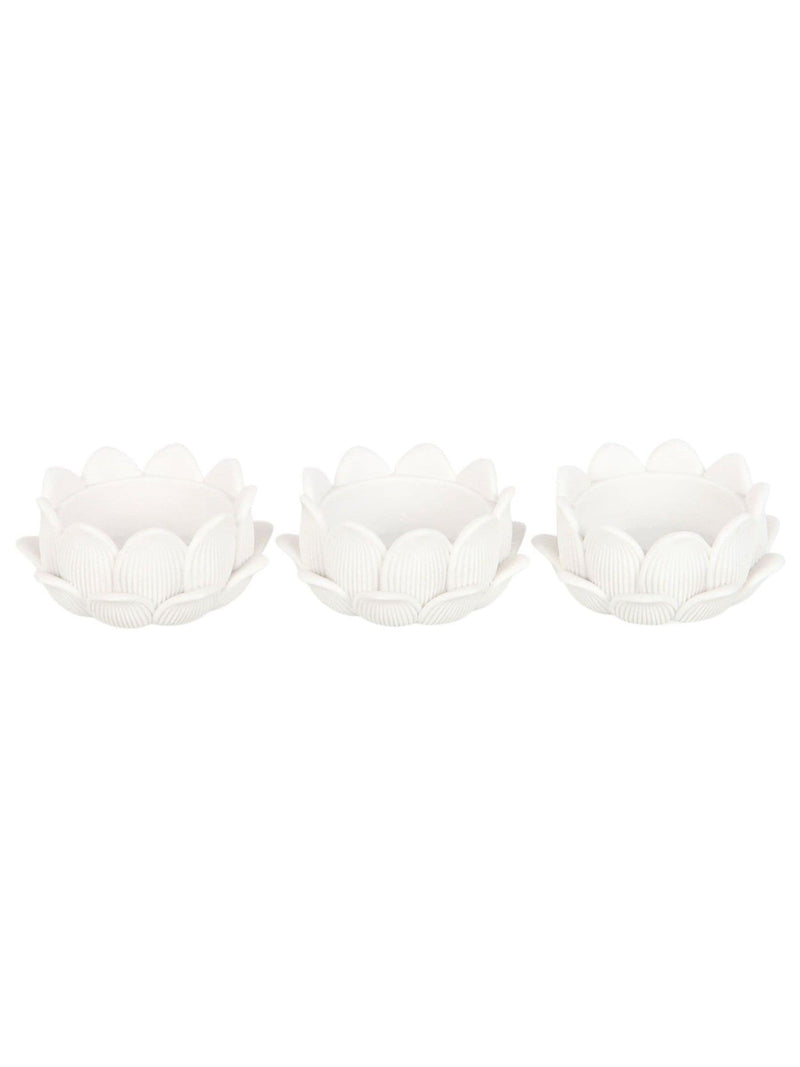 Something Different white lotus tealight holders set of 3, UK version