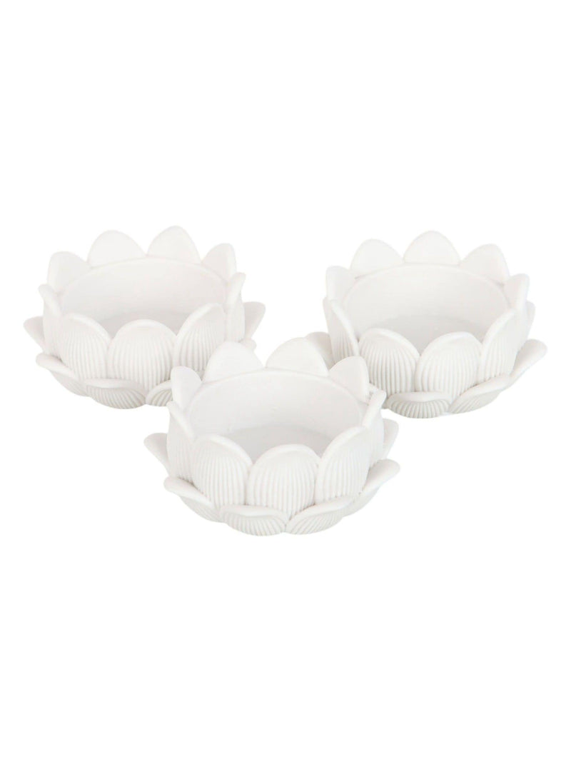 Something Different white lotus tealight holders set of 3, UK version