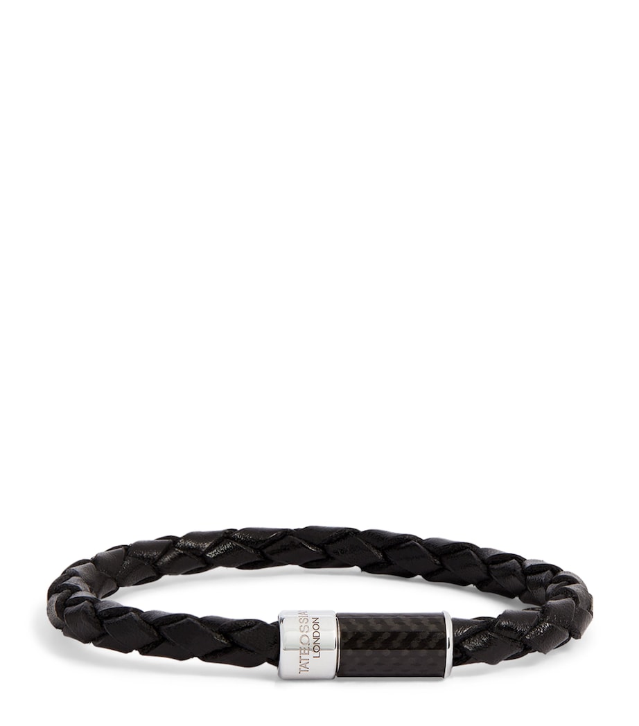 Tateossian braided leather bracelet carbon fibre clasp - British product