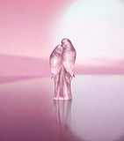 Lalique Rose Nebula Two Parakeets crystal sculpture, UK version