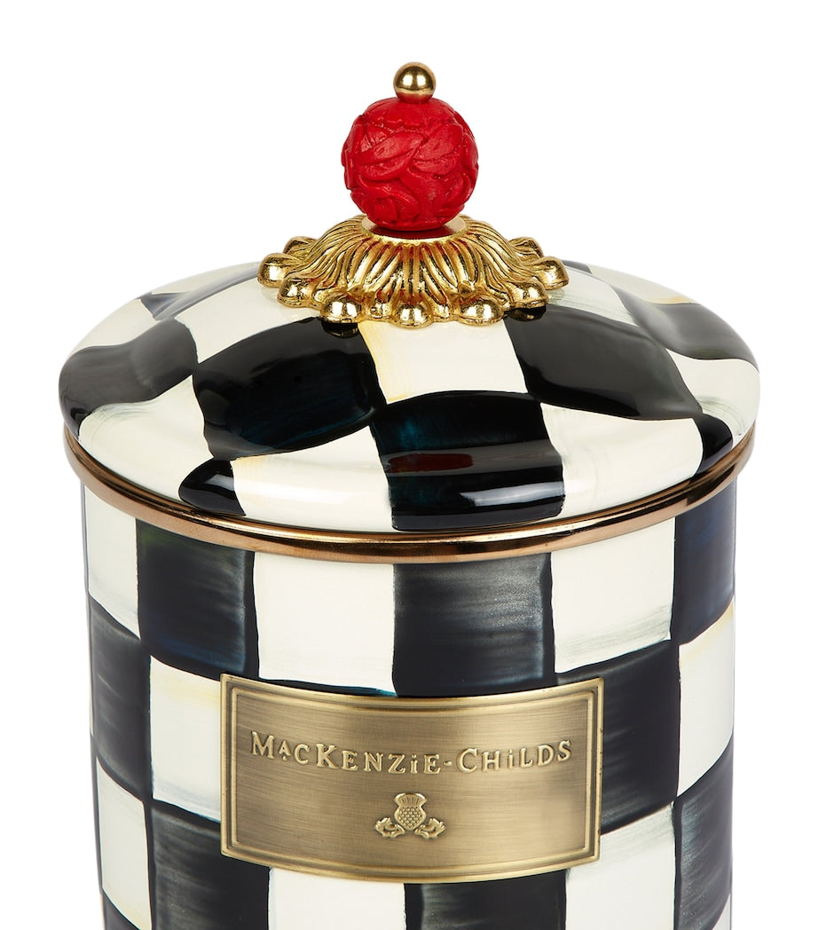 MacKenzie-Childs small enamel canister Courtly Check, UK version