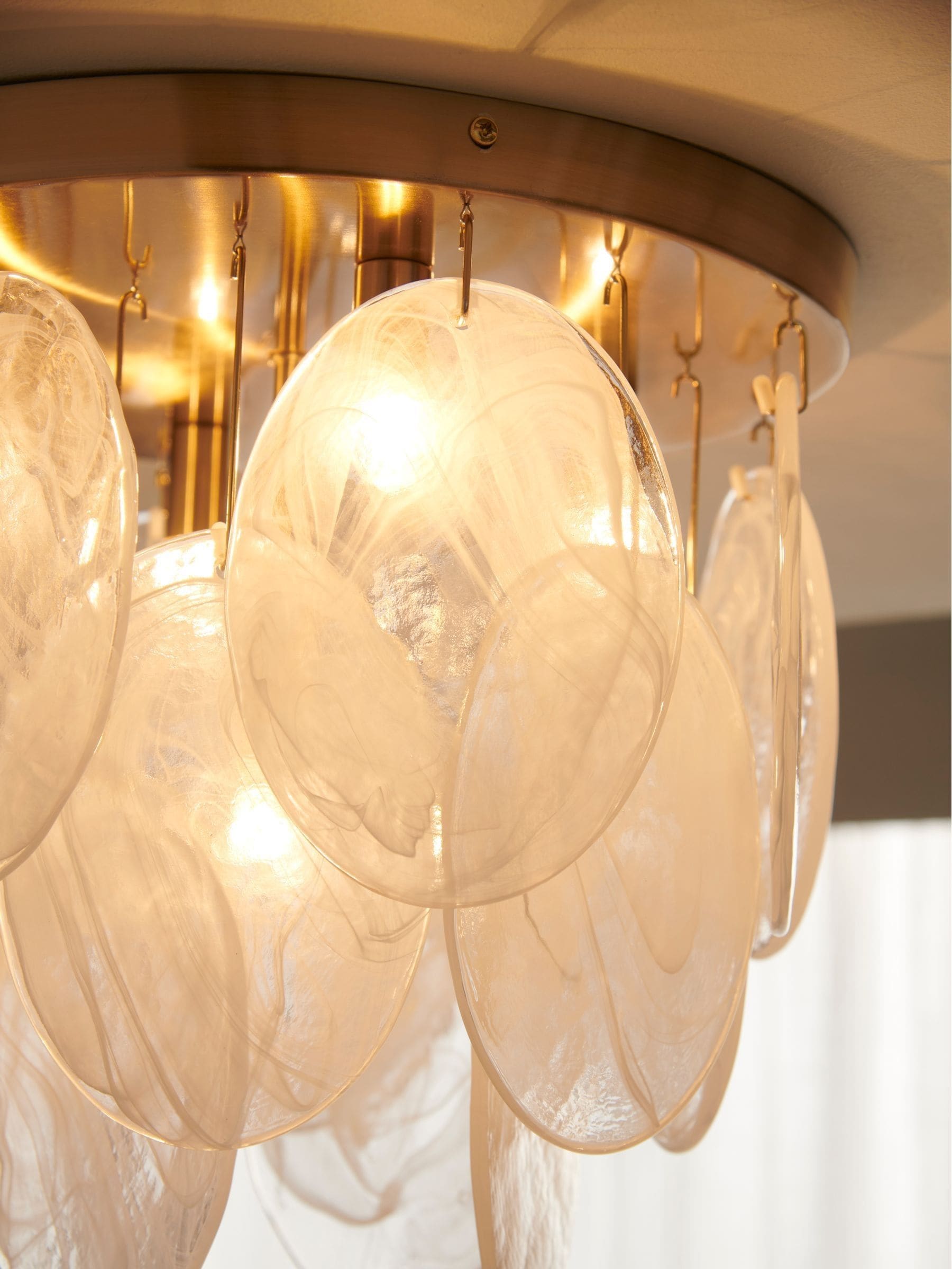 Lipsy marble effect flush ceiling light with gold finish, imported from the UK