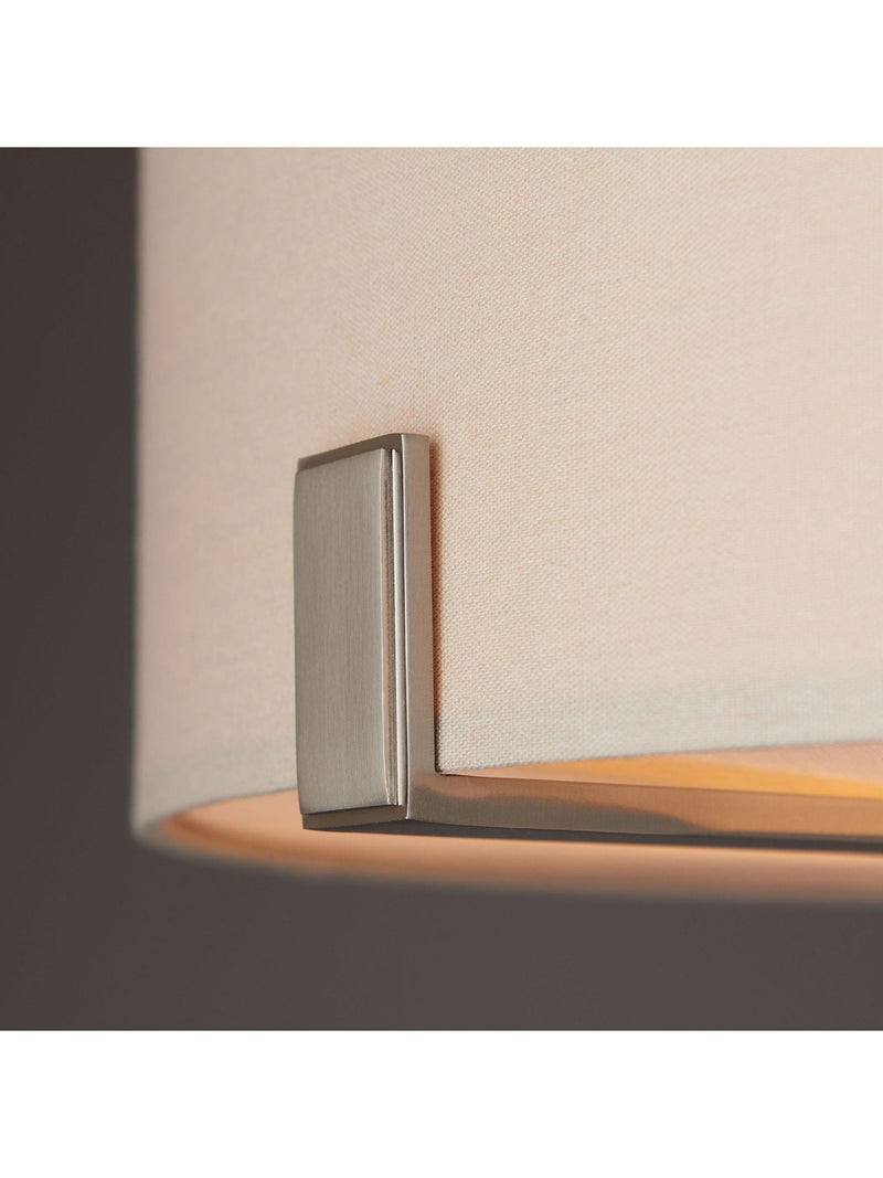 Gallery satin nickel pendant ceiling light with grey shade, UK version
