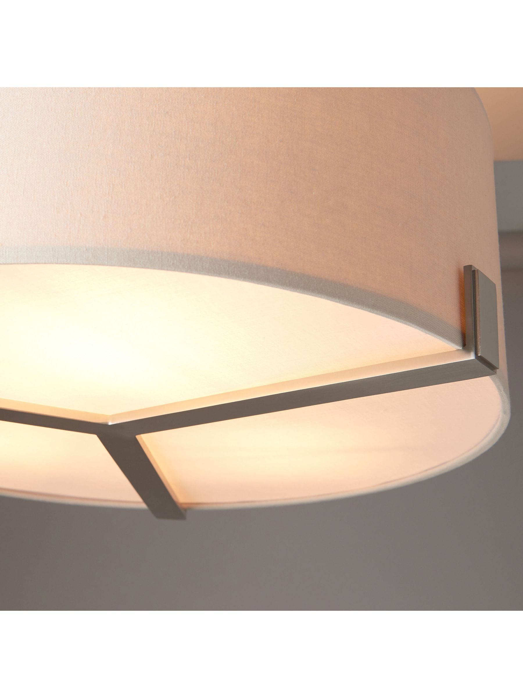 Gallery satin nickel pendant ceiling light with grey shade, UK version
