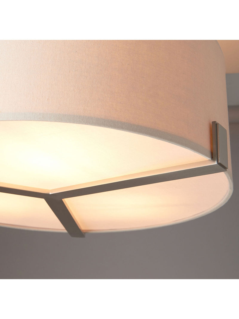 Gallery satin nickel pendant ceiling light with grey shade, UK version