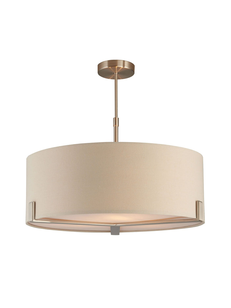 Gallery satin nickel pendant ceiling light with grey shade, UK version