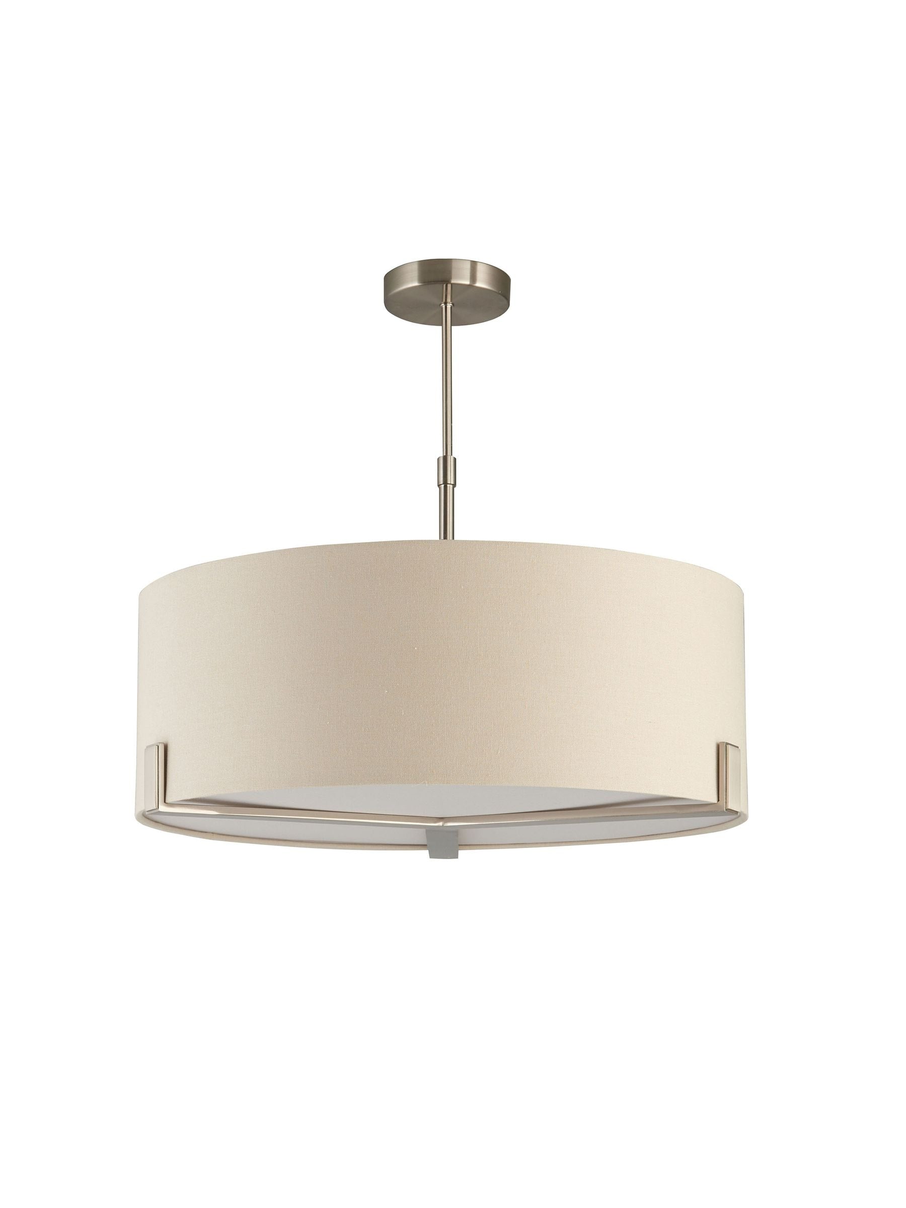 Gallery satin nickel pendant ceiling light with grey shade, UK version