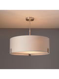 Gallery satin nickel pendant ceiling light with grey shade, UK version