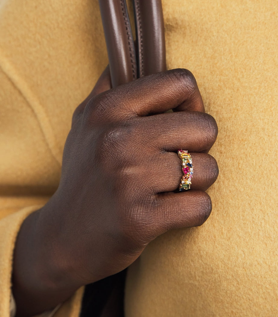 Suzanne Kalan rainbow sapphire diamond half-band ring - British product