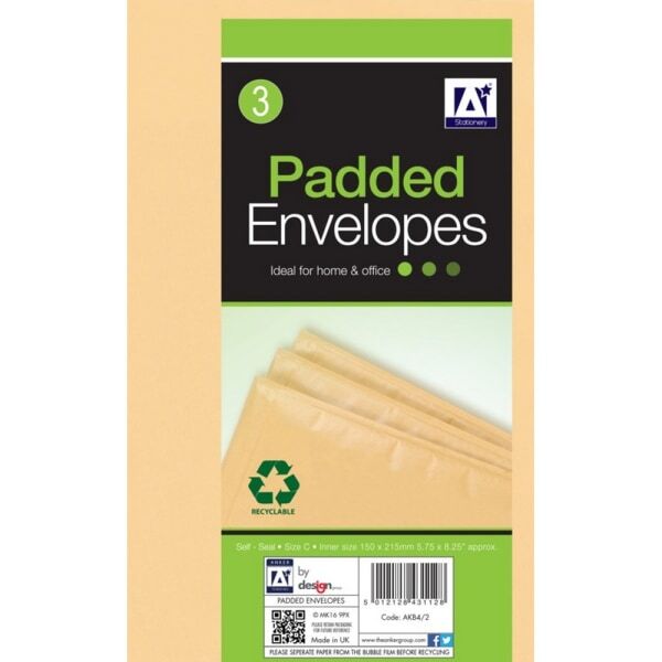 Anker Padded Brown Envelopes (Pack of 3) GOODS Superdrug   