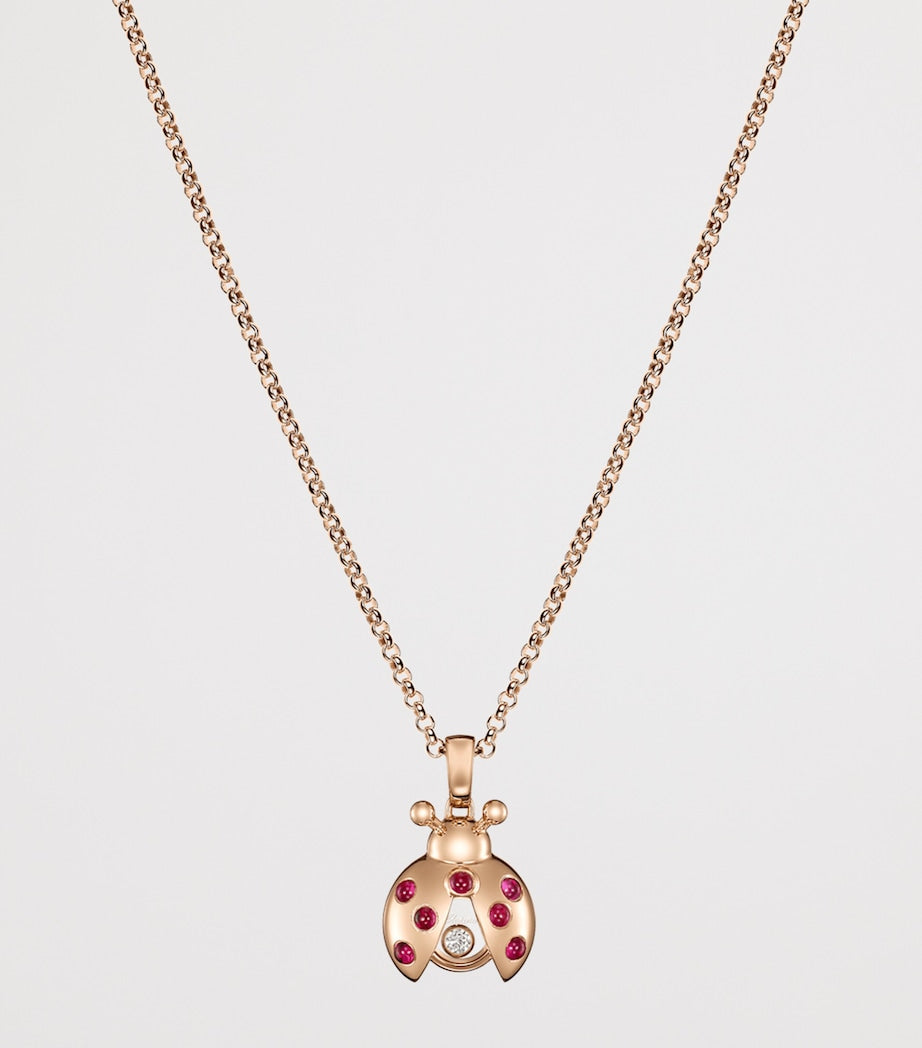 Chopard Happy Diamonds ladybird necklace rose gold diamonds rubies, UK version