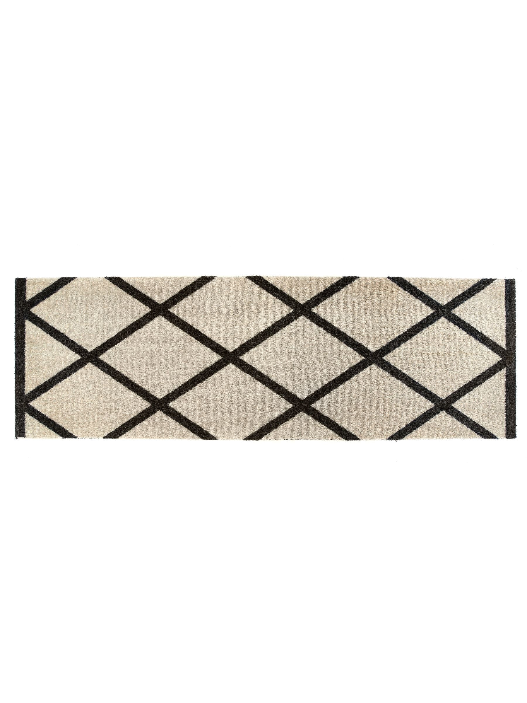 My Mat Cream Border Geo washable nylon runner - British product
