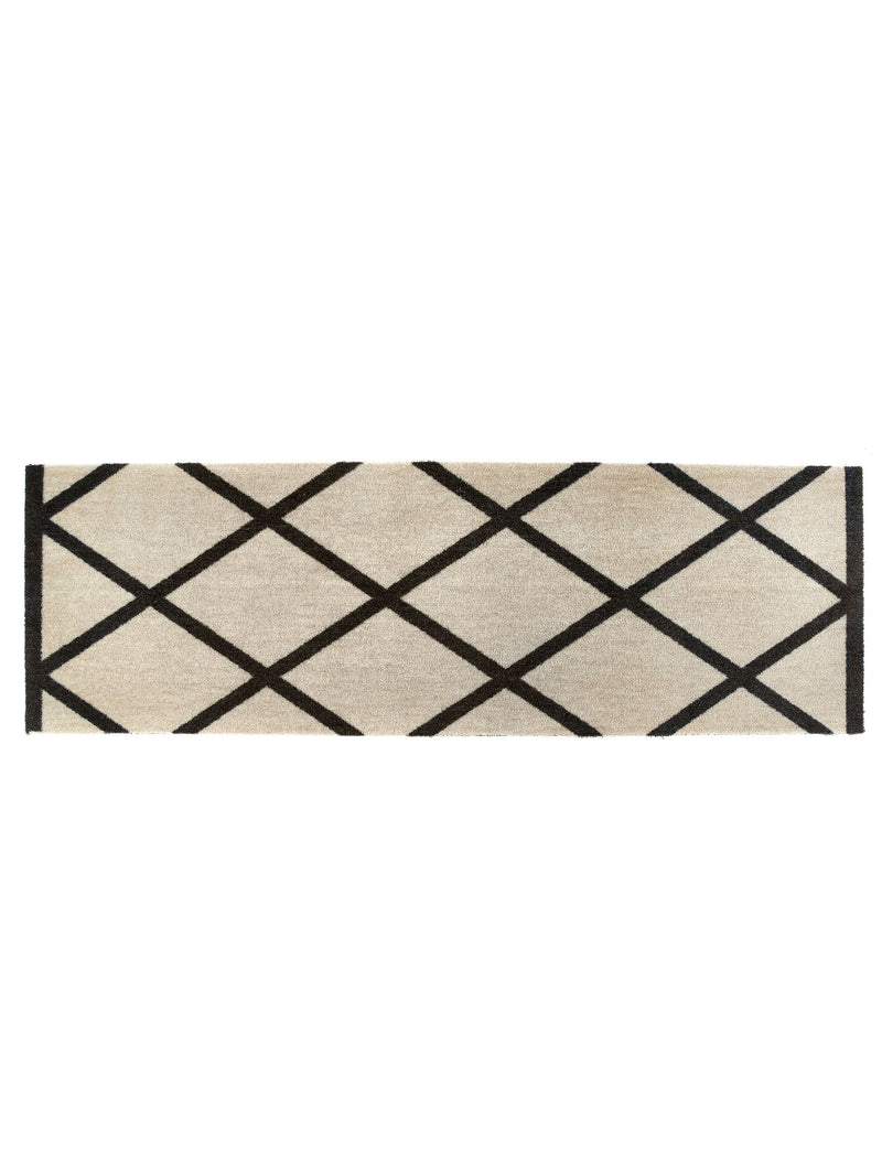 My Mat Cream Border Geo washable nylon runner - British product