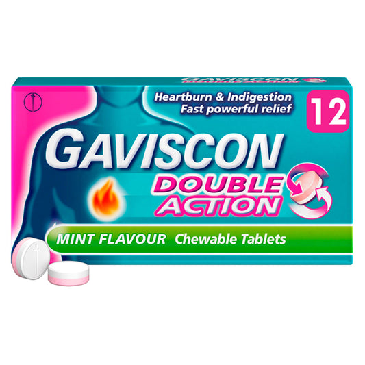 Gaviscon Double Action Heartburn & Indigestion Mint Tabs x12 GOODS Sainsburys   