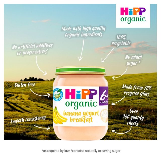 HiPP Organic Banana Yogurt Breakfast Baby Food Jar 6+ Months    125g GOODS M&S   