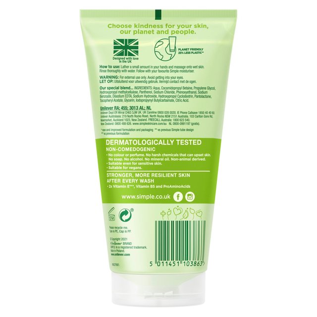 Simple Kind to Skin Refreshing Facial Gel Wash   150ml GOODS M&S   