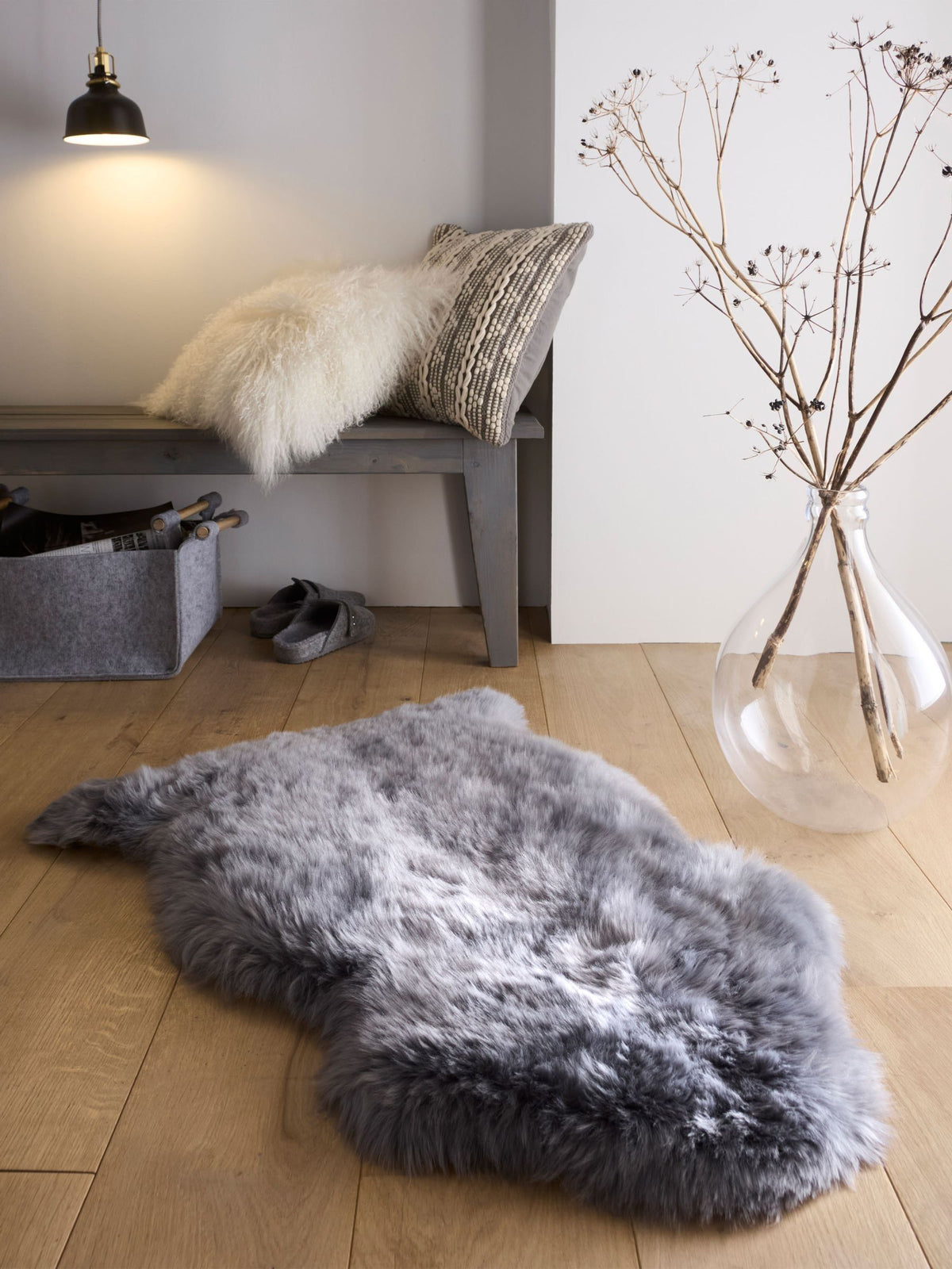 Origin Rugs grey sheepskin rug - British product