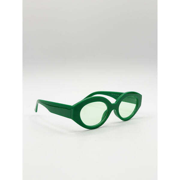 SVNX green retro small oval sunglasses with UV 400 protection (British brand)
