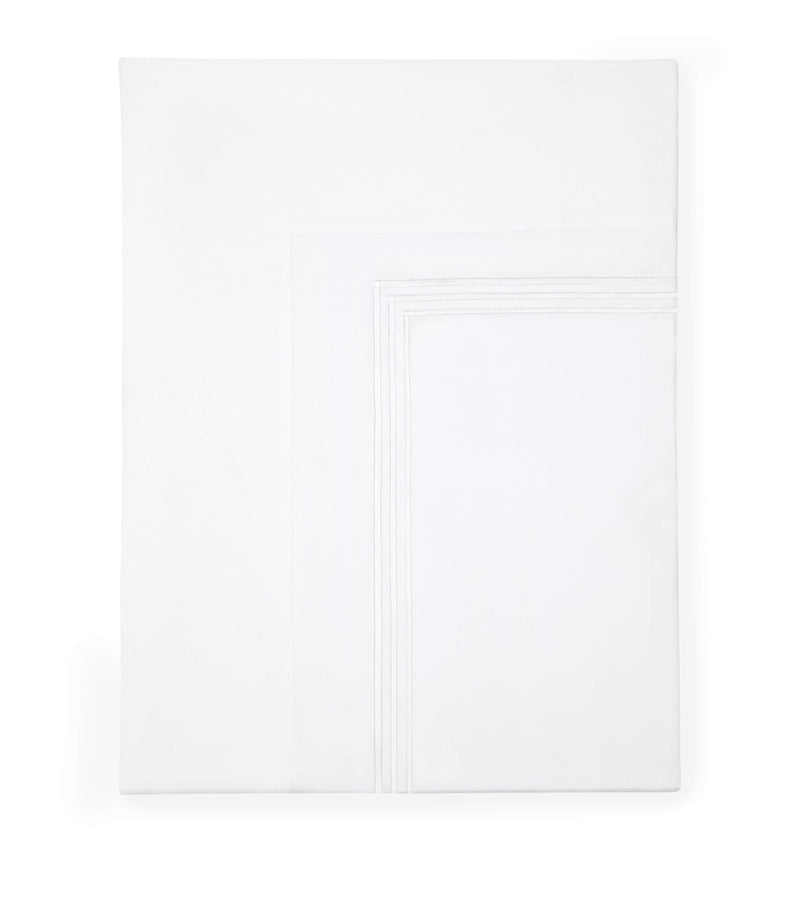 Egyptian Cotton King Flat Sheet with Triple-Embroidered Stripe, 275cm x 275cm