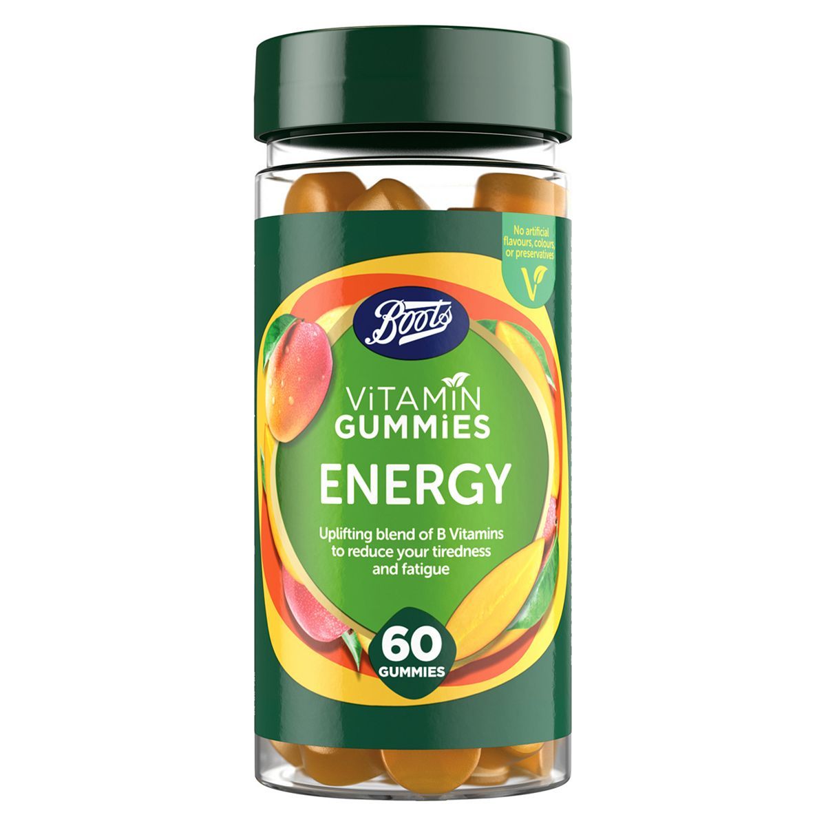 Boots Vitamin Gummies Energy - 60 Mango Gummies Vitamins, Minerals & Supplements Boots   