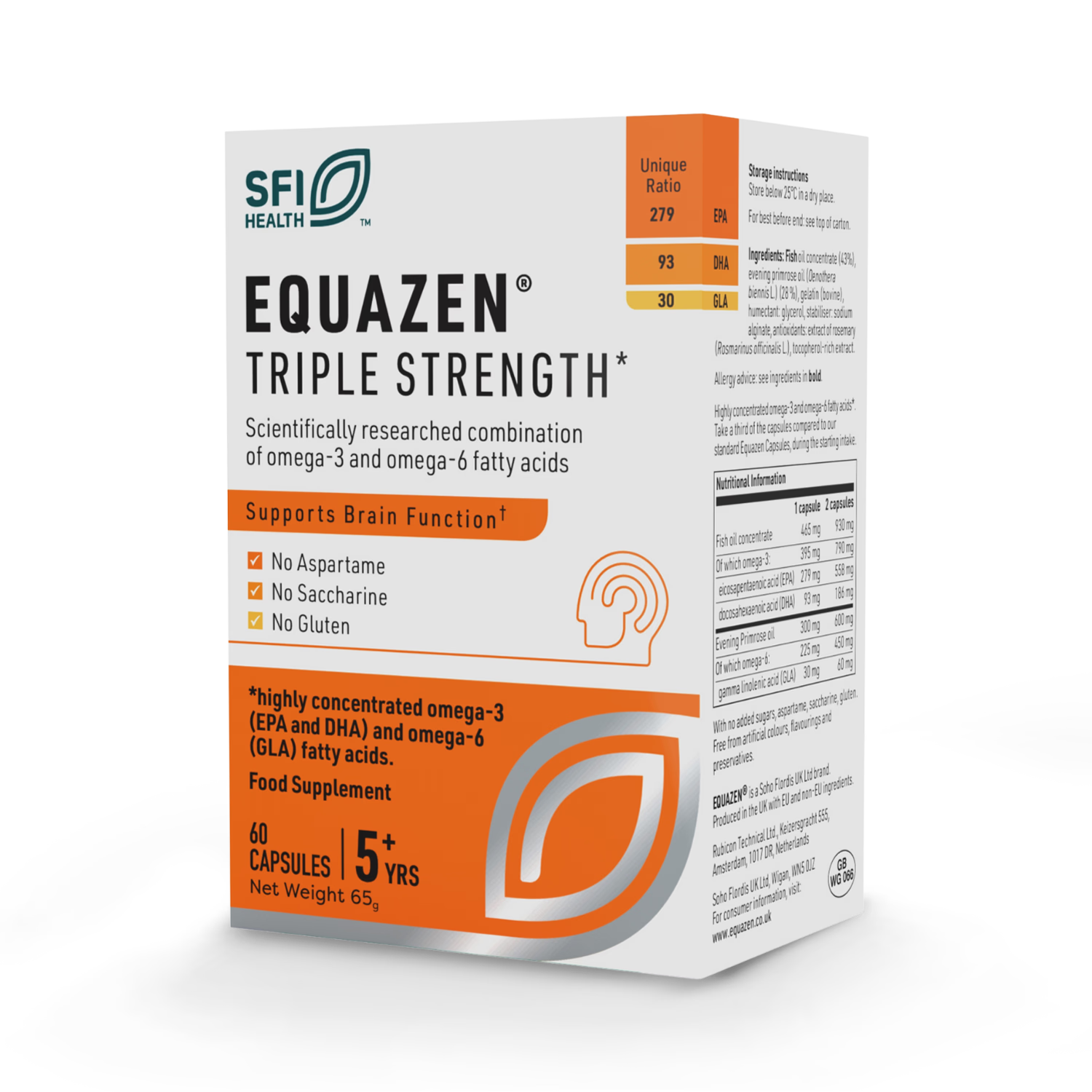 Equazen Triple Strength Omega-3 supplement 60 capsules, imported from the UK