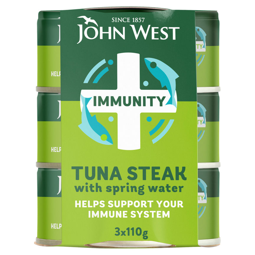 John West IMMUNITY No Drain Tuna Steak with Springwater Canned & Packaged Food ASDA   