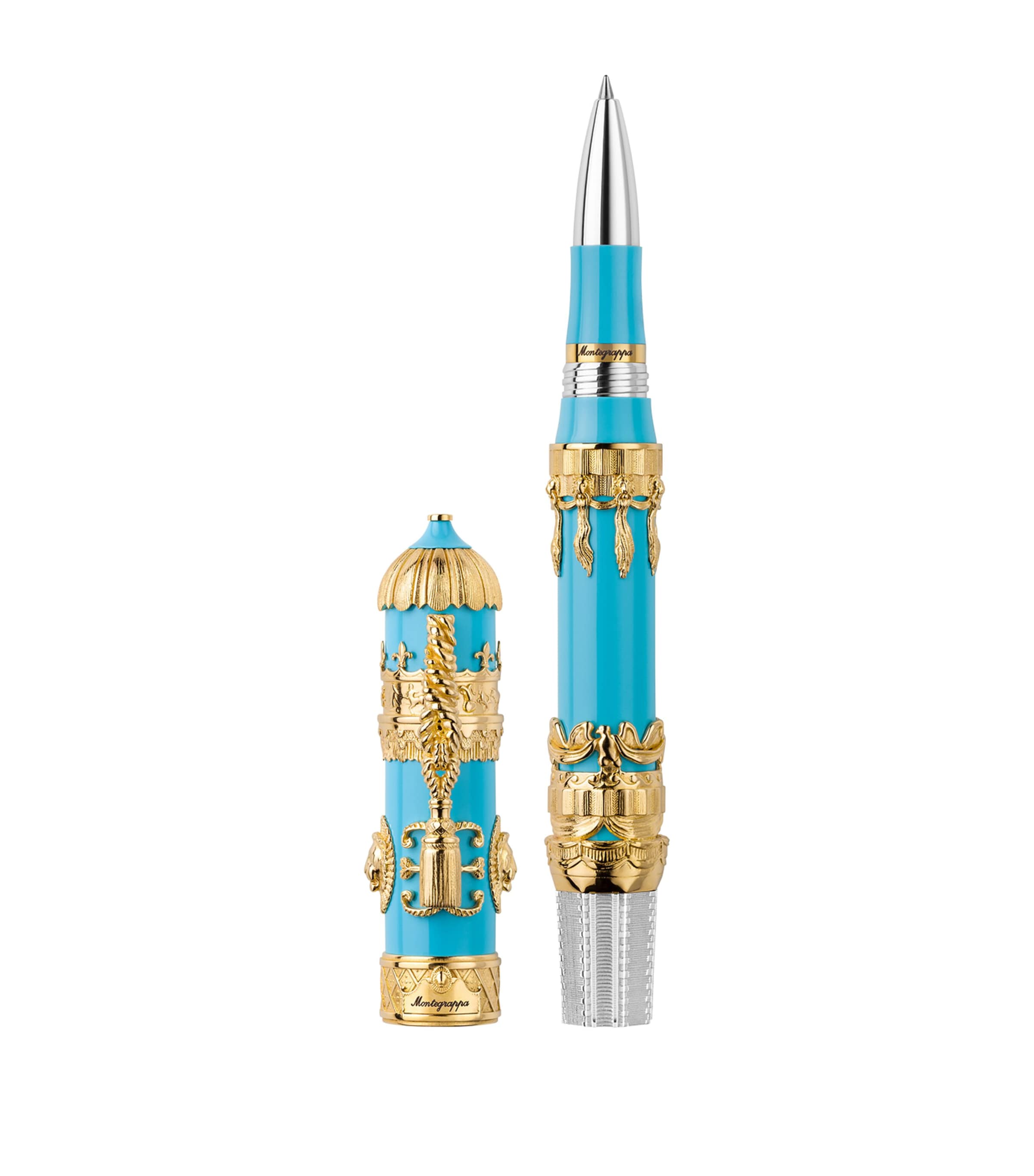 Montegrappa resin and yellow gold Montgolfier rollerball pen, imported from the UK