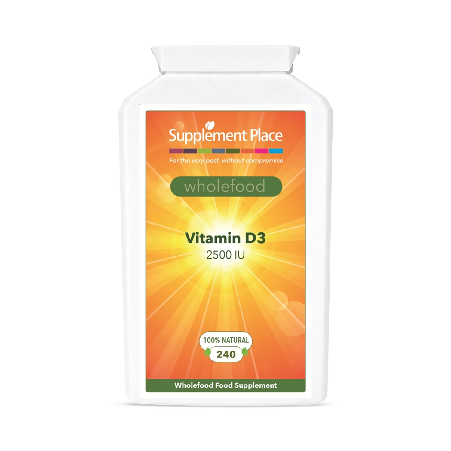 Supplement Place wholefood Vitamin D3 2500IU 240 capsules - British product