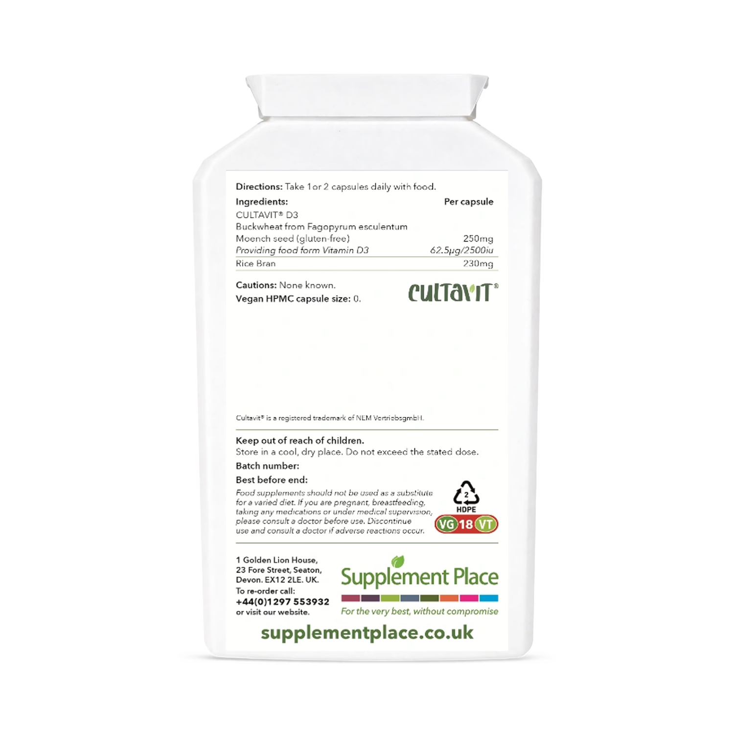 Supplement Place wholefood Vitamin D3 2500IU 240 capsules - British product