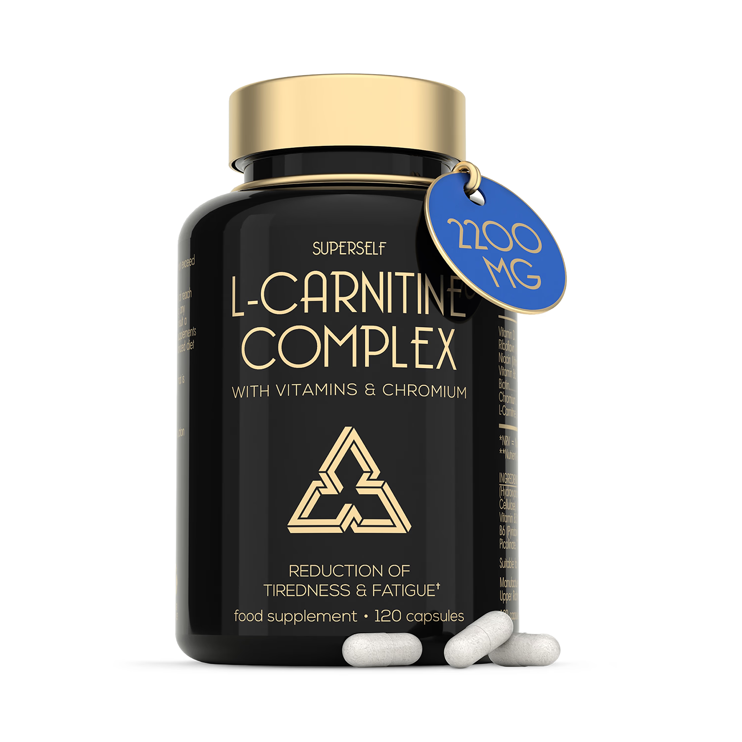 SuperSelf L-Carnitine with vitamins D and B complex 120 capsules (British brand)