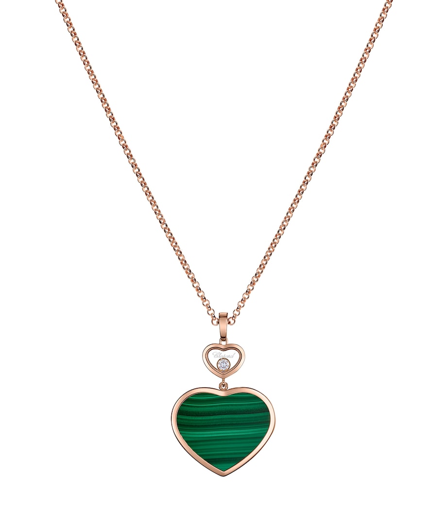 Chopard Happy Hearts rose gold malachite pendant necklace, imported from the UK