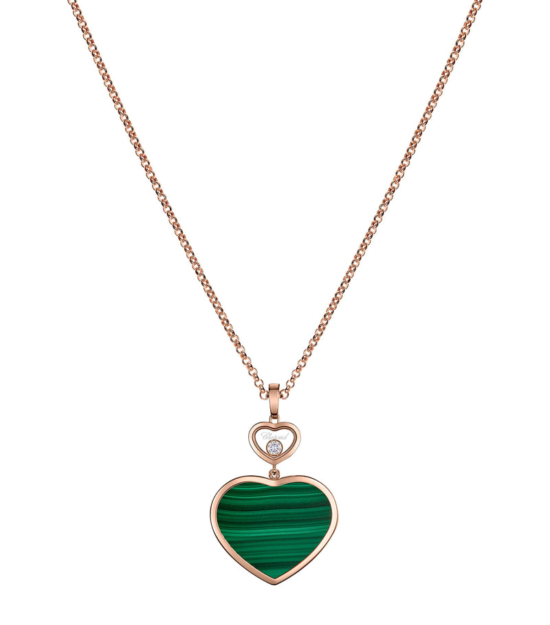 Chopard Happy Hearts rose gold malachite pendant necklace, imported from the UK
