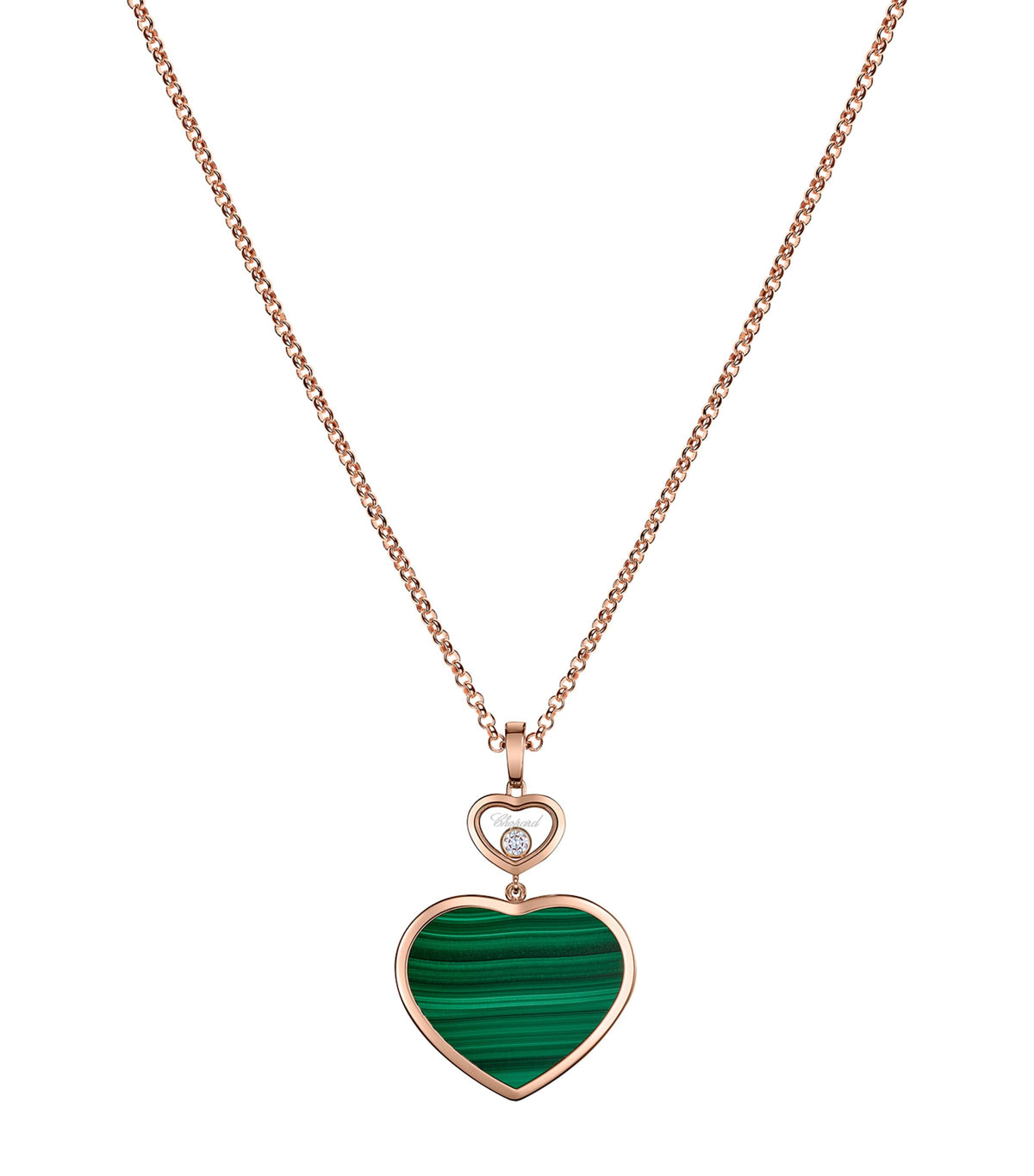 Chopard Happy Hearts rose gold malachite pendant necklace, imported from the UK