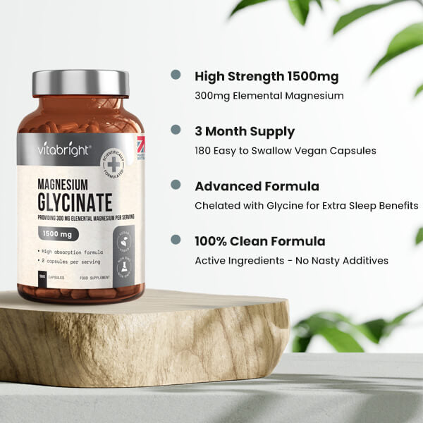 VitaBright Magnesium Glycinate 1500mg capsules, UK version