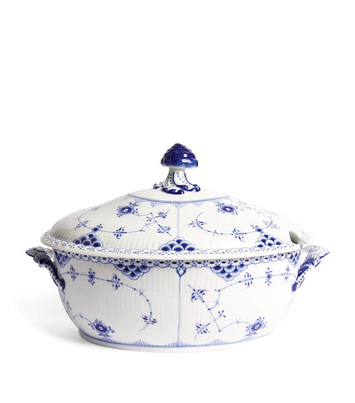 Harrods Porcelain Blue Fluted Half Lace Tureen 32.5cm 2000ml- Buy online at McGrocer