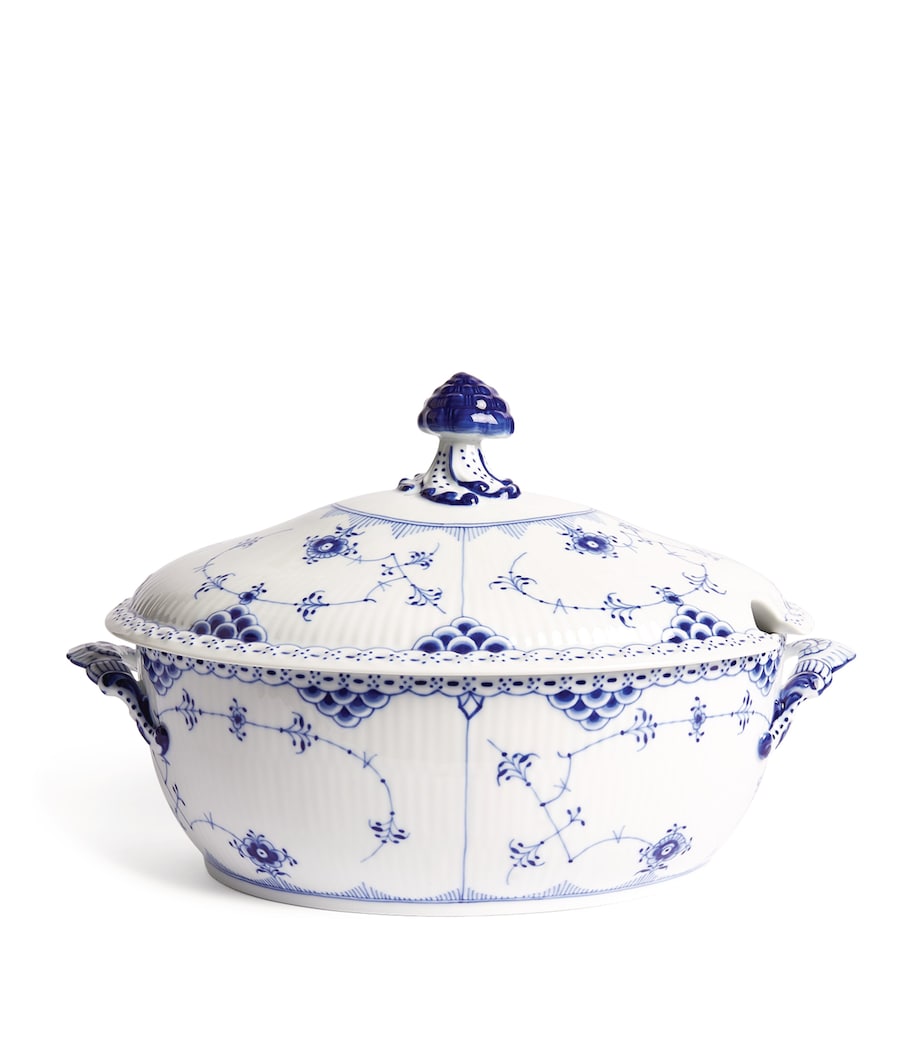 Royal Copenhagen blue fluted half lace porcelain tureen, imported from the UK