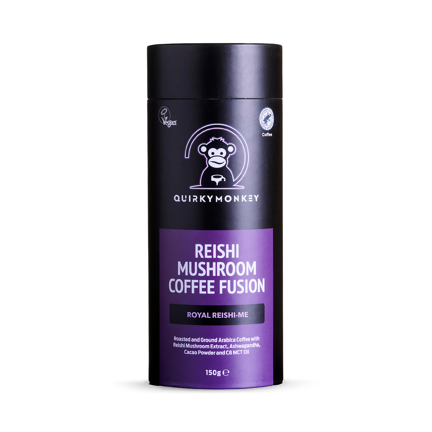 Quirky Monkey Reishi Mushroom Coffee Fusion 150g, imported from the UK
