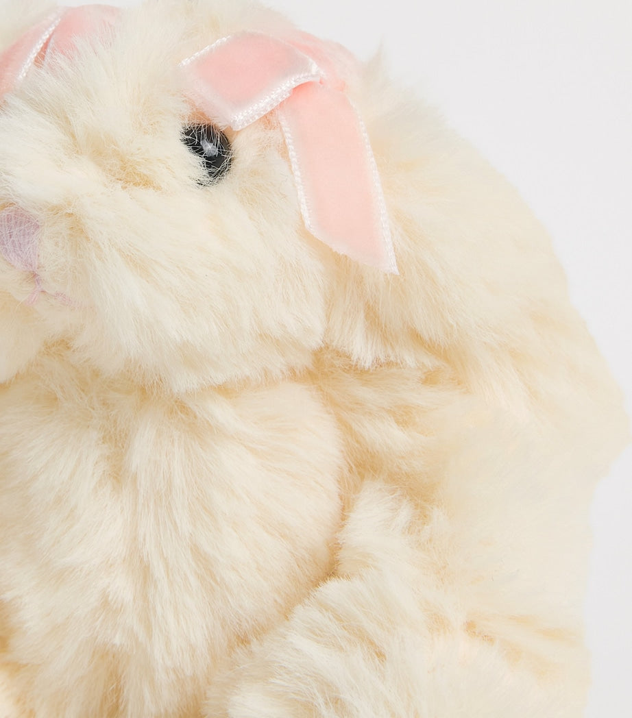 Konges Sløjd fluffy bunny bag charm with pink ribbons, UK version
