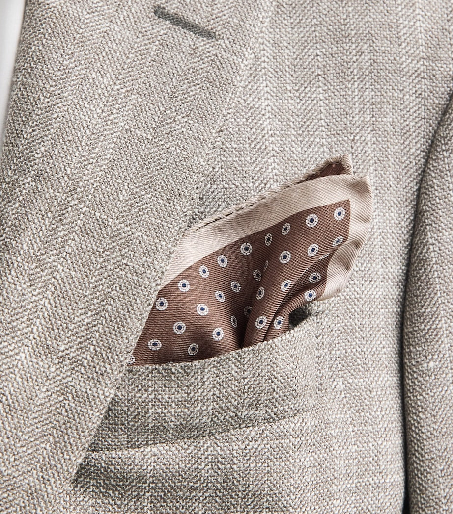 Canali silk medallion print pocket square 33cm, UK version
