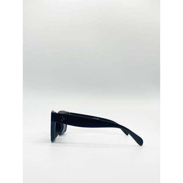 SVNX oversized square sunglasses black frame smoke lens - British product