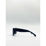 SVNX oversized square sunglasses black frame smoke lens - British product