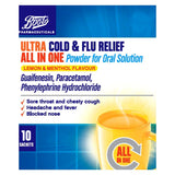 Boots Pharmaceuticals Ultra Cold & Flu Relief All in One Powder for Oral Solution - 10 Sachets GOODS Boots   